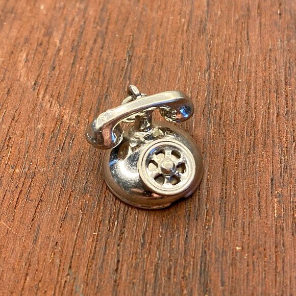 Vintage Danecraft 925 Sterling Silver Retro Rotary Phone Moves Pendant Charm - Picture 1 of 3